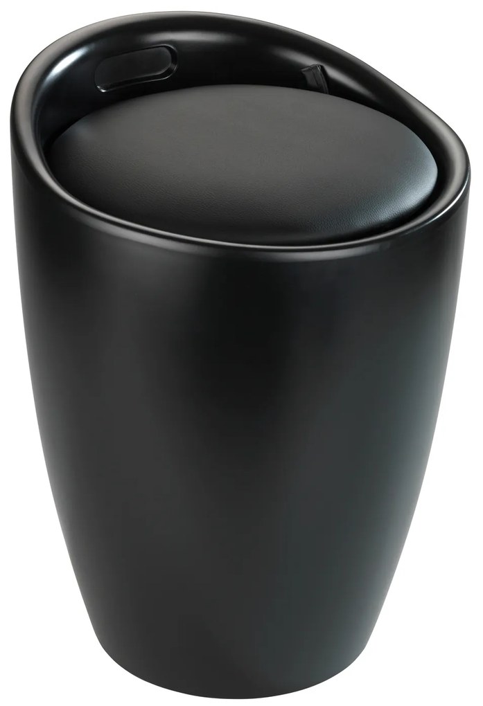 Coș de rufe cu scaun CANDY, negru mat, 2in1, WENKO