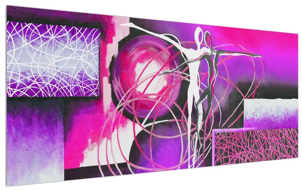 Tablou abstract cu dansatori violeți (120x50 cm), în 40 de alte dimensiuni noi