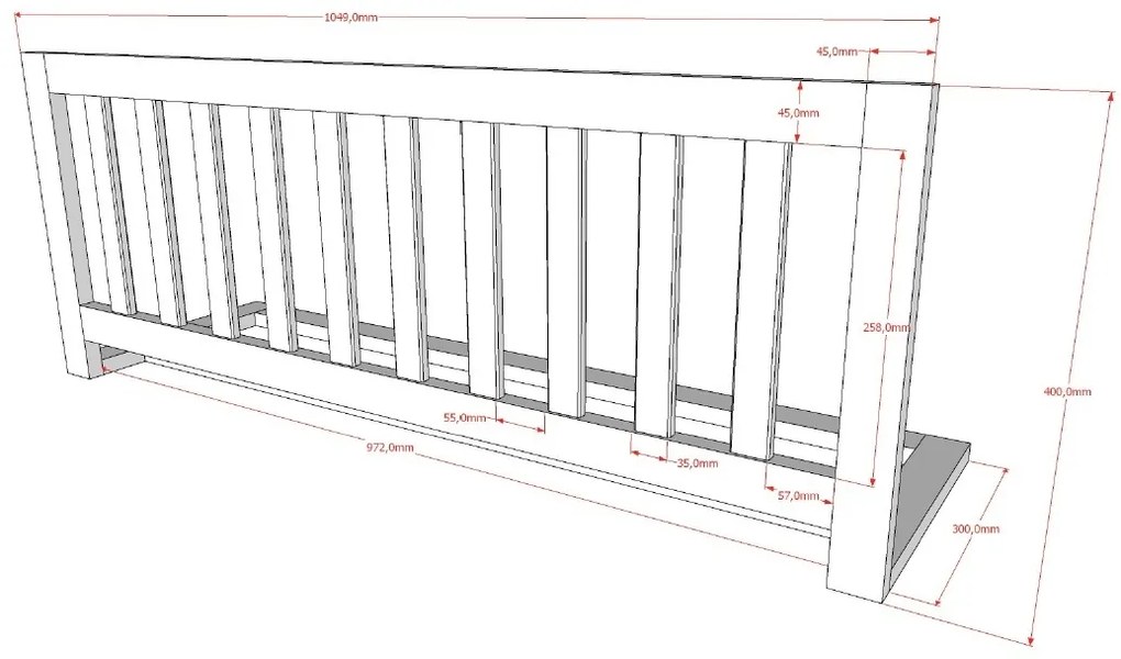 Protecție Laterală pentru Pat, Alb, Fag – Dallas – Vipack