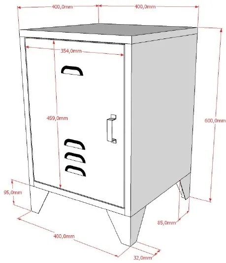 Set Pat Metalic și Noptieră, Alb, 90 x 200 cm (Metal) – BRONXX – Vipack