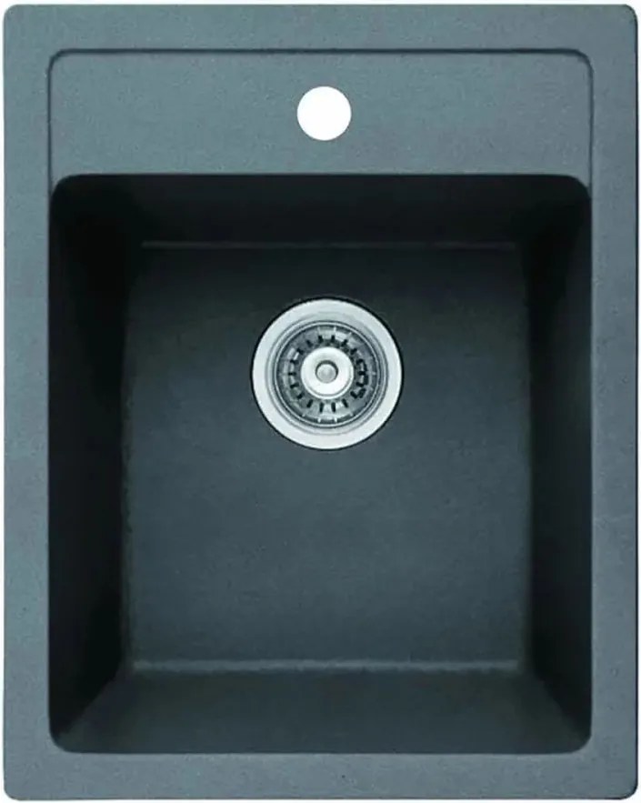 Chiuveta compozit Inter Ceramic finisaj granit gri 40x50 cm cu orificiu baterie