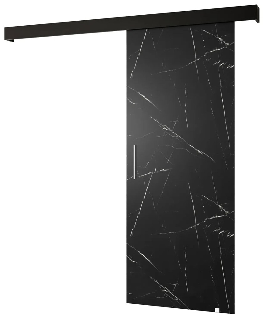 Uși culisante 90 cm Sharlene I (marmură negru + negru mat + argintiu). 1043607