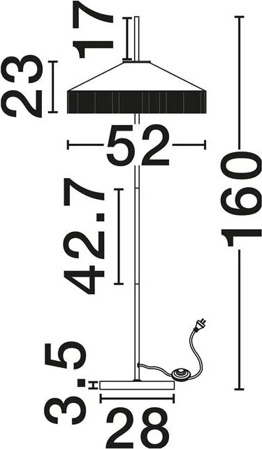 Lampadar cu abajur din catifea si franjuri galben mustar VELVY