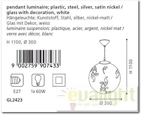 Pendul modern diametru 30cm Rebecca 90743 EL