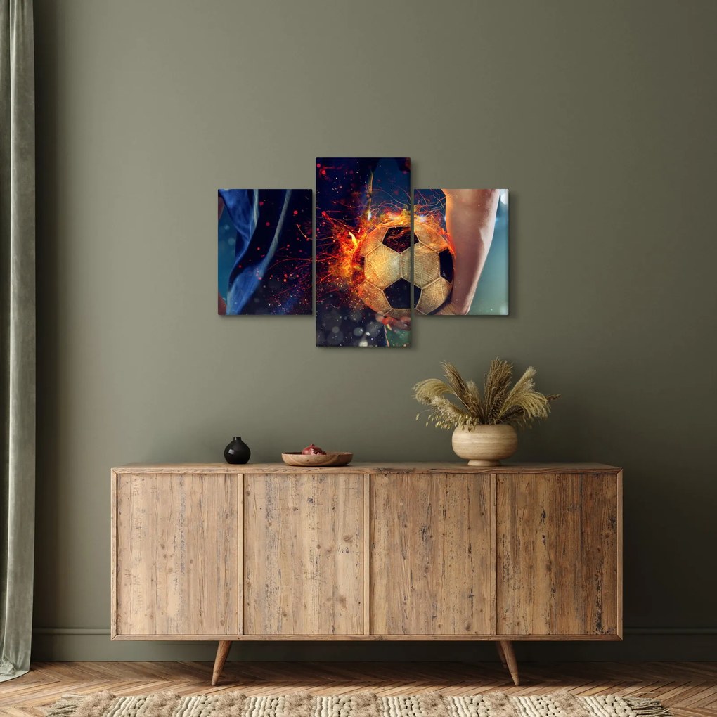 Tablou - Minge de fotbal în flăcări (90x60 cm)