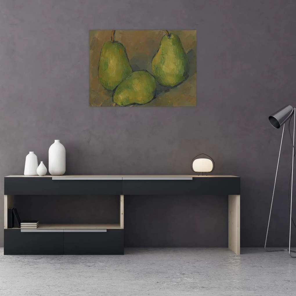 Tablou pe sticlă - Paul Cézanne, Three Pears, reproducere (70x50 cm)
