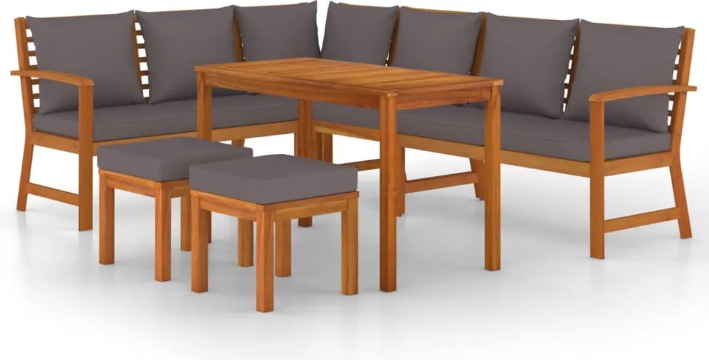 vidaXL Set mobilier de grădină cu perne, 7 piese, lemn masiv de acacia