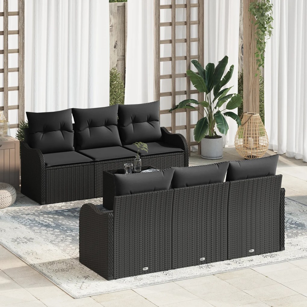 vidaXL Set de canapele pentru grădină 7 pcs Negru 55 x 55 x 37 cm