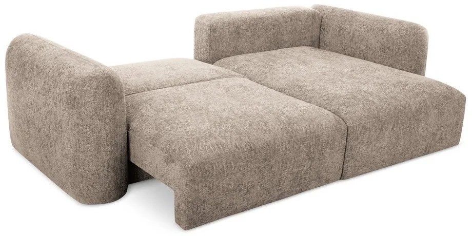 Colțar maro deschis extensibil/cu spațiu de depozitare cu tapițerie din chenille (cu colț pe partea dreaptă/cu șezlong) Mele – Makamii