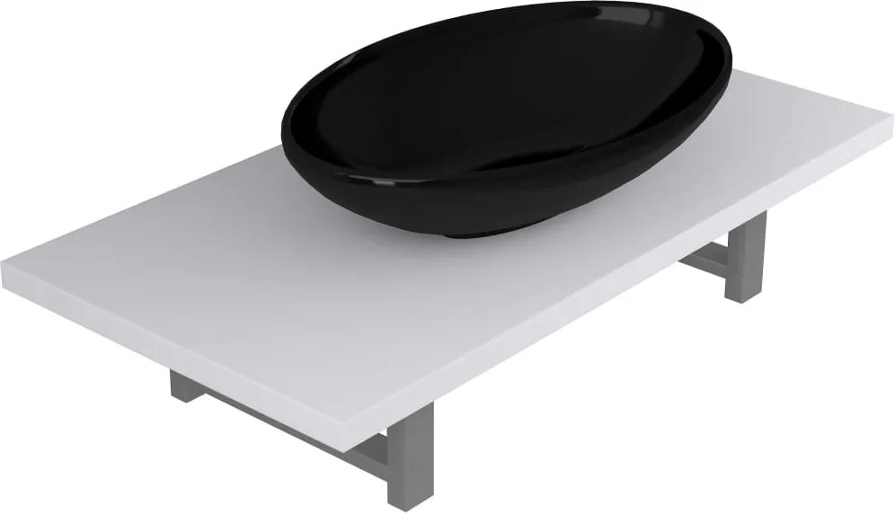 vidaXL Set mobilier de baie, 2 piese, alb, ceramică