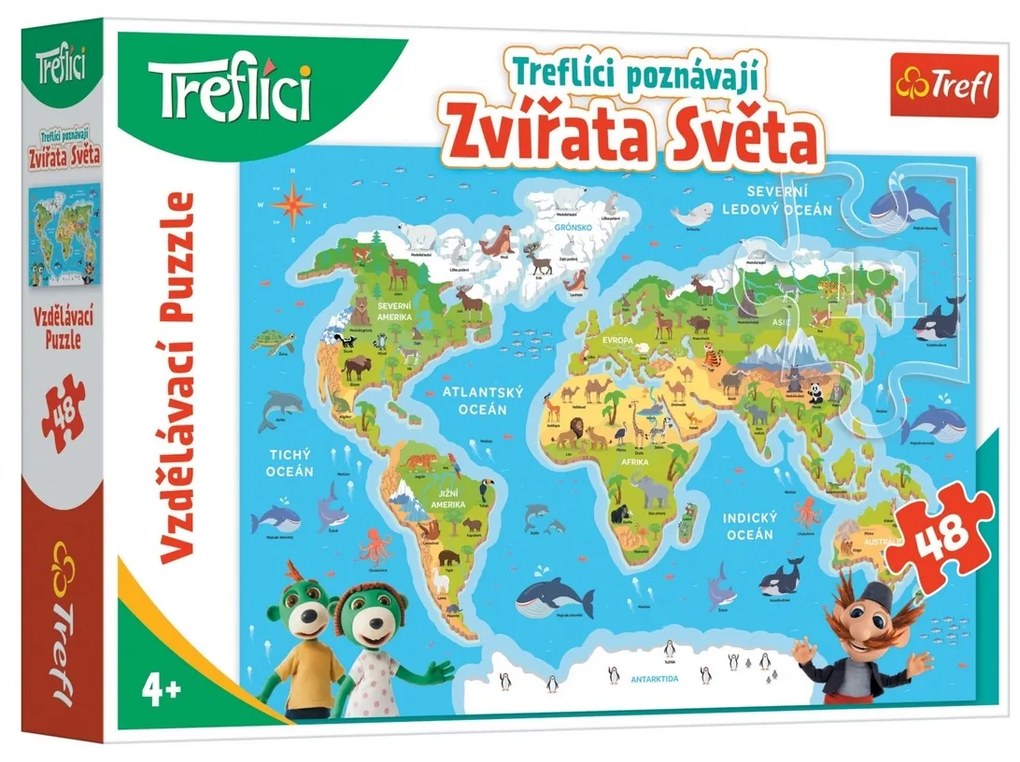 Trefl Puzzle Treflici cunoaște animalele lumii ,48 piese