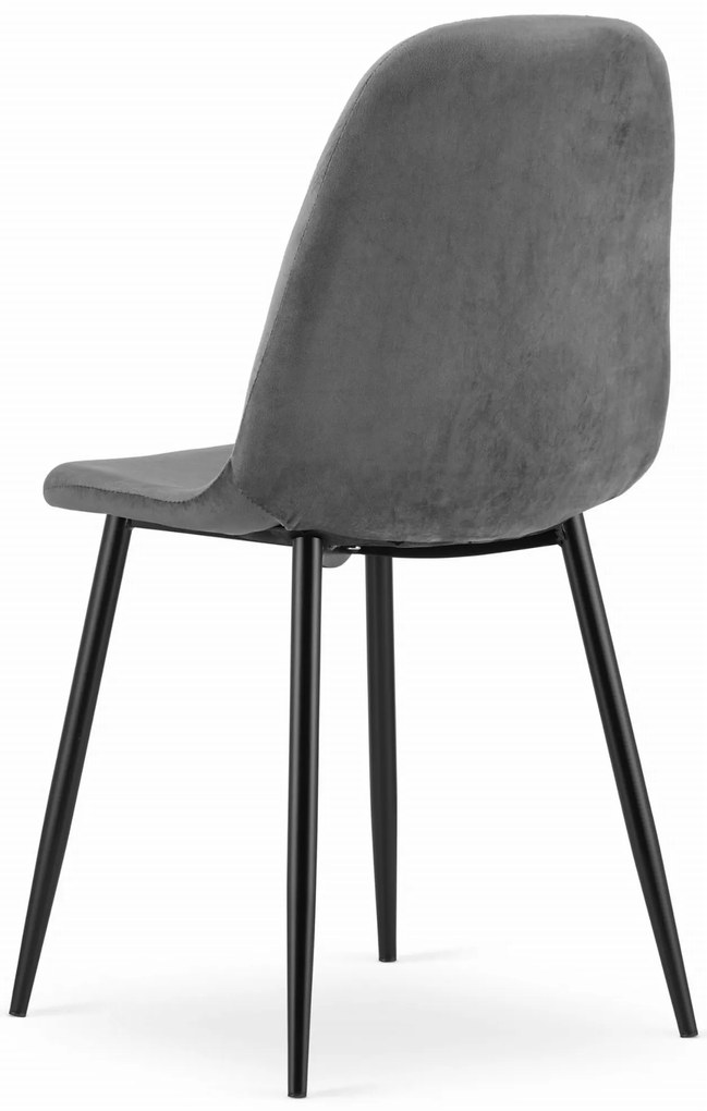 OFERTA Scaun de catifea gri inchis COMO cu picioare negre calitatea a II-a