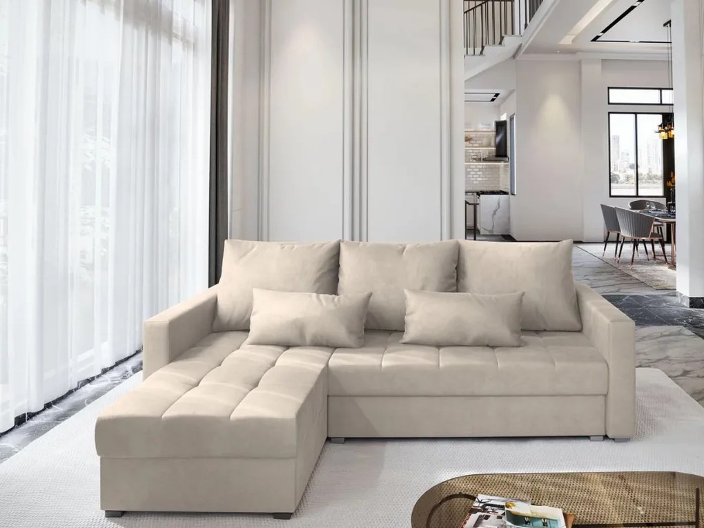 Canapea coltar extensibil ZENOVA 220 x 140 cm, reversibila - crem