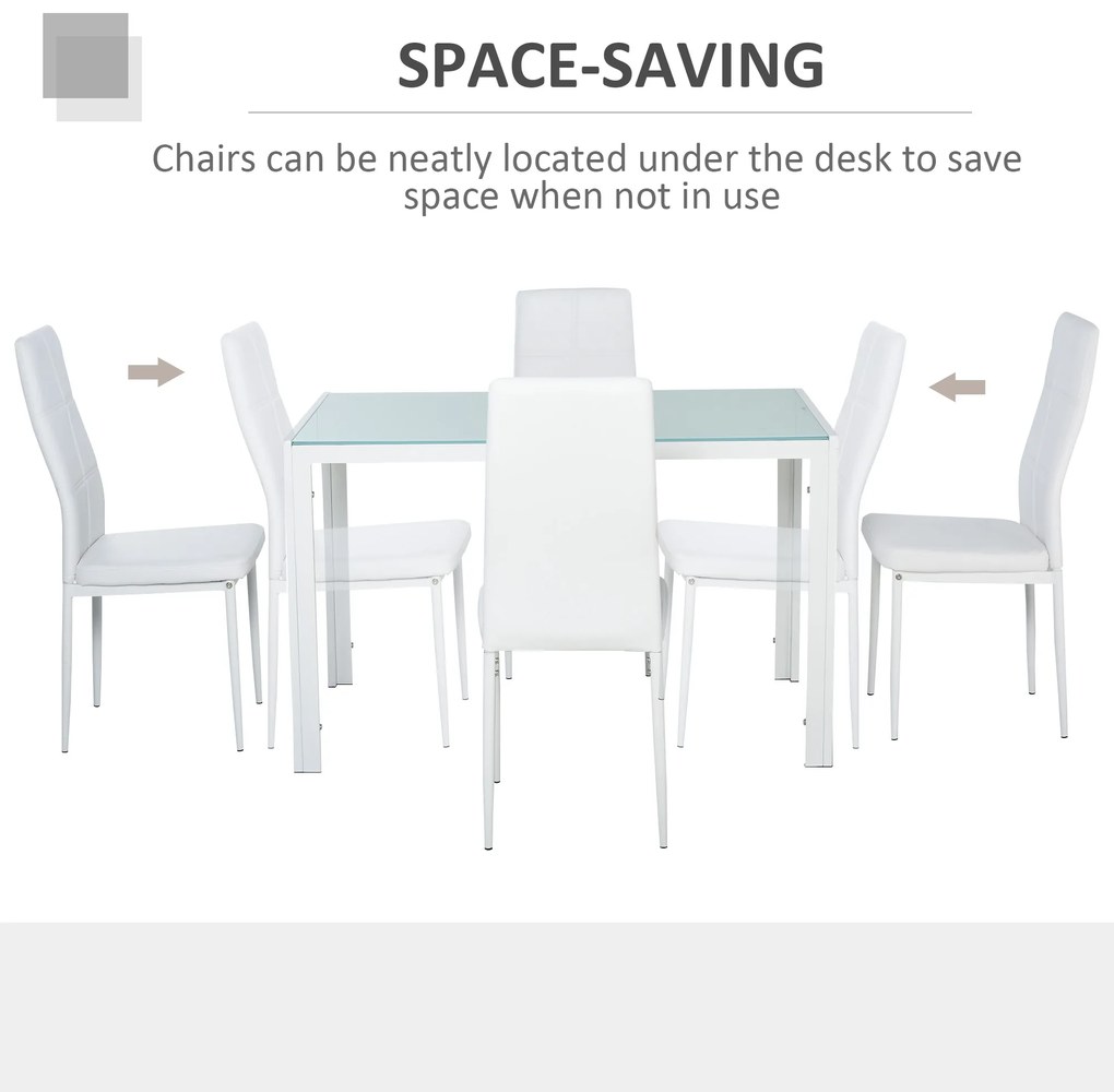 HOMCOM Set Masa pentru 4 Persoane cu 4 Scaune Tapițate, Design Modern și Elegant, Ideal pentru Dining, Alb | Aosom Romania