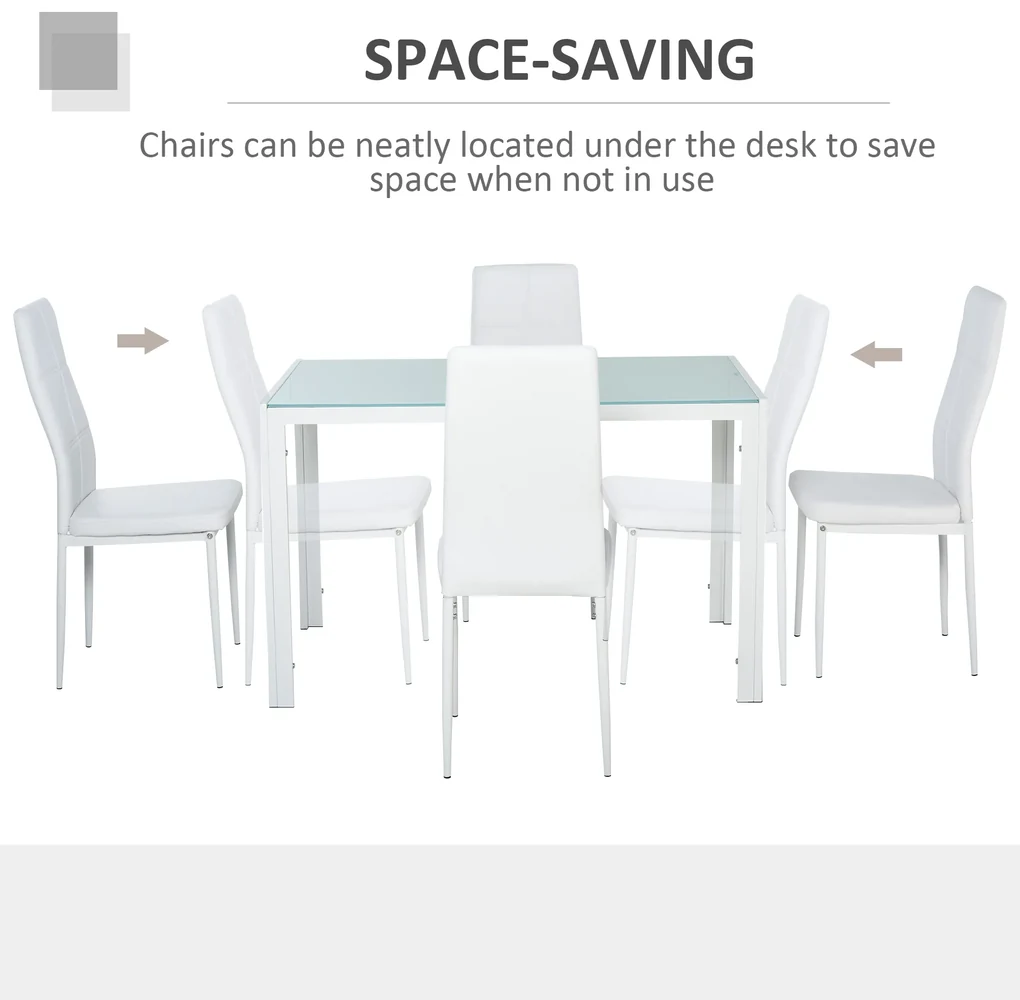 HOMCOM Set Masa pentru 4 Persoane cu 4 Scaune Tapițate, Design Modern și Elegant, Ideal pentru Dining, Alb | Aosom Romania