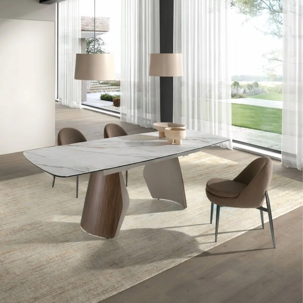 Masa extensibila design LUX Porcelain Marble 180-270cm