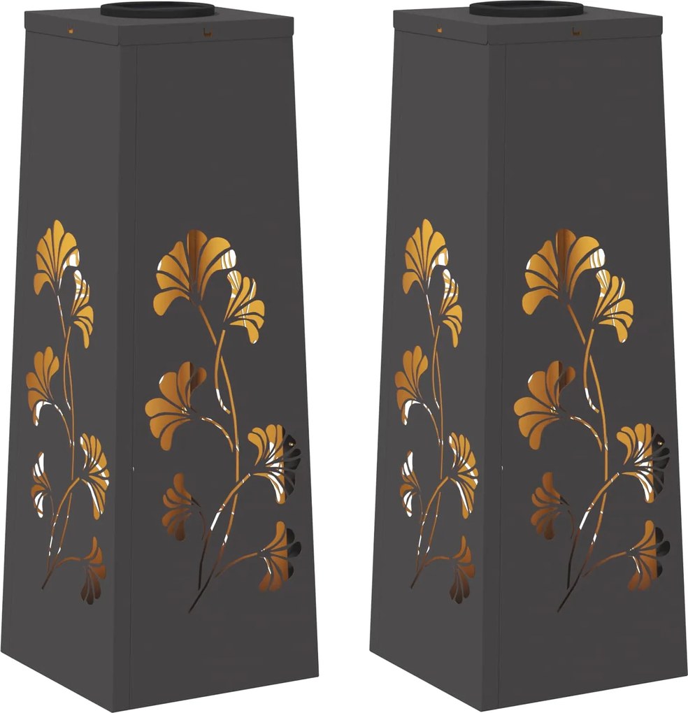 vidaXL Lumină LED Solară pentru Alei 2 pcs Negru Oțel laminat la rece