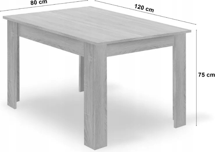 OFERTA Masă de dining albă cu blat în decor stejar sonoma MADO 120x80 Clasa II