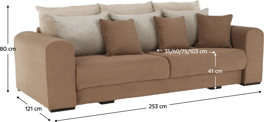 Canapea foarte spaţioasă, maro deschis, bej, crem, GILEN BIG SOFA