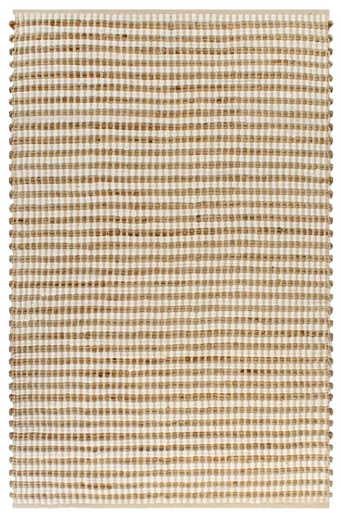 vidaXL Covor din iută lucrat manual, natural &amp; alb, 120x180 cm textil