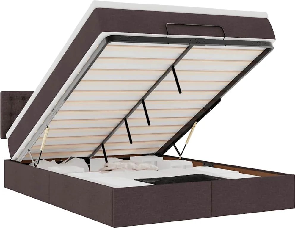 vidaXL Pat otoman cu saltea țesătură maro închis 140x190 cm