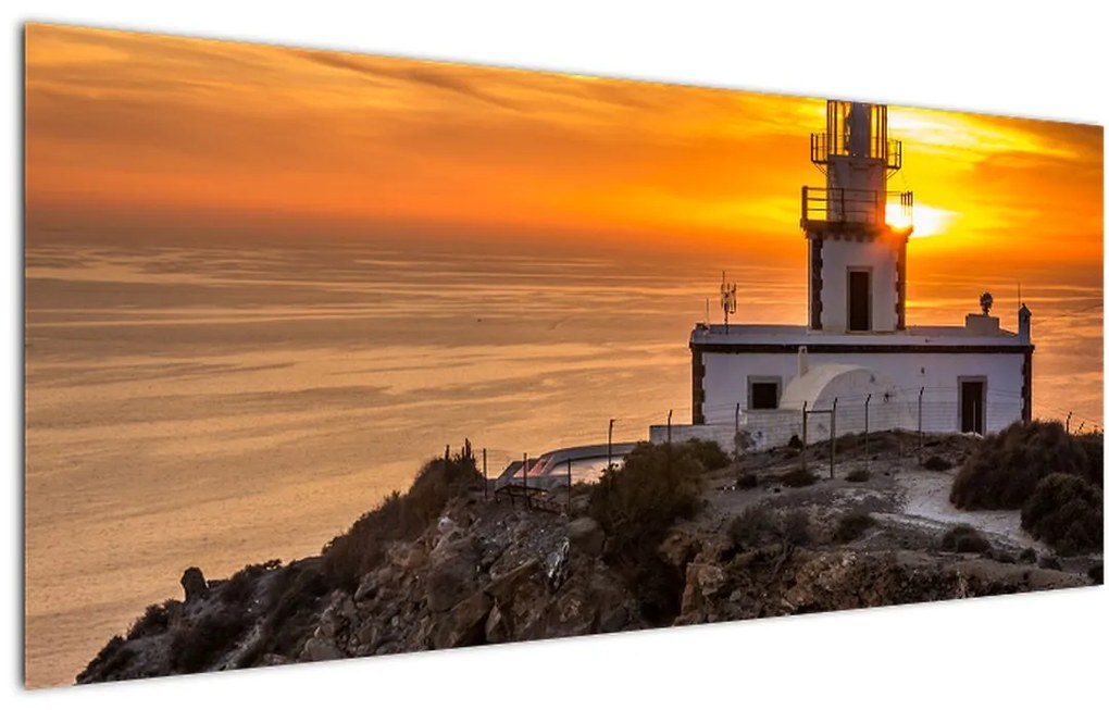 Tablou cu far în apus de soare (120x50 cm)
