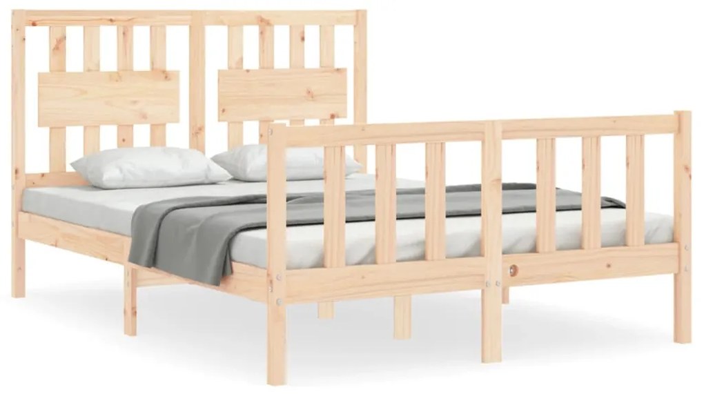 3192426 vidaXL Cadru de pat cu tăblie, 140x200 cm, lemn masiv