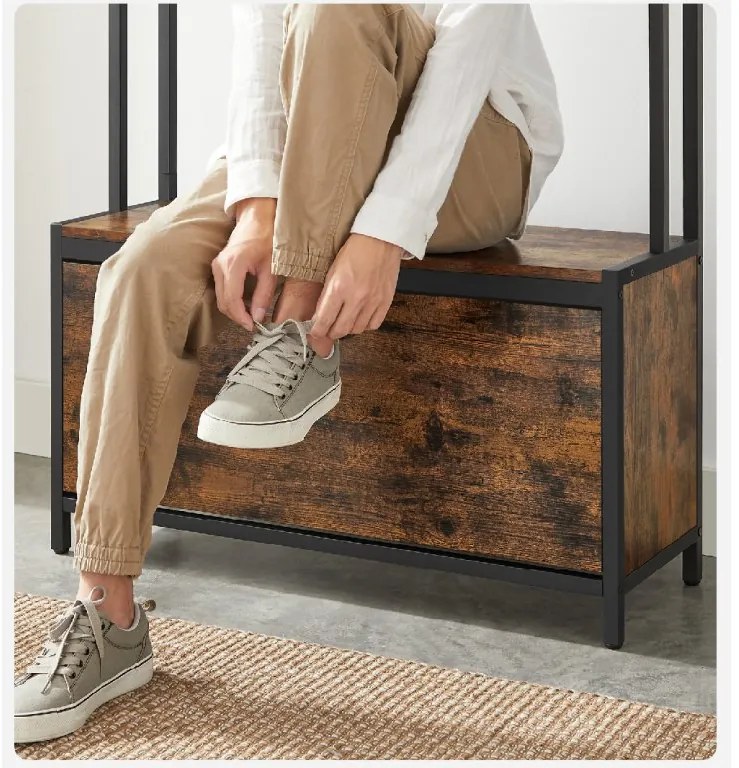 Panou de hol TAYLOR cu dulap de pantofi 180x85 cm, maro rustic