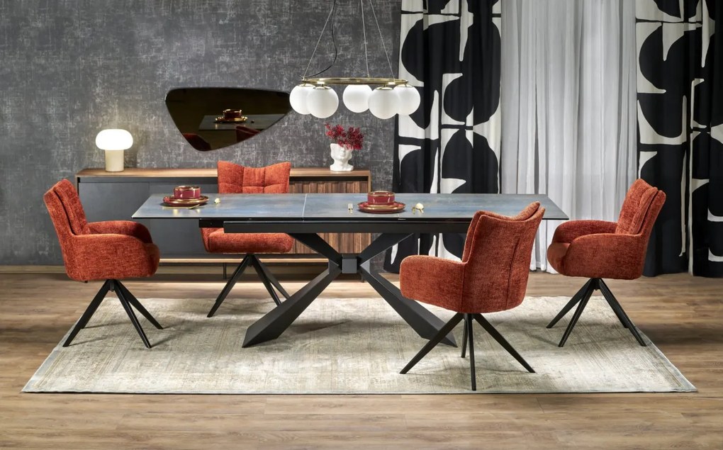Masa extensibila Luciano marmura albastra/negru L180-230 cm
