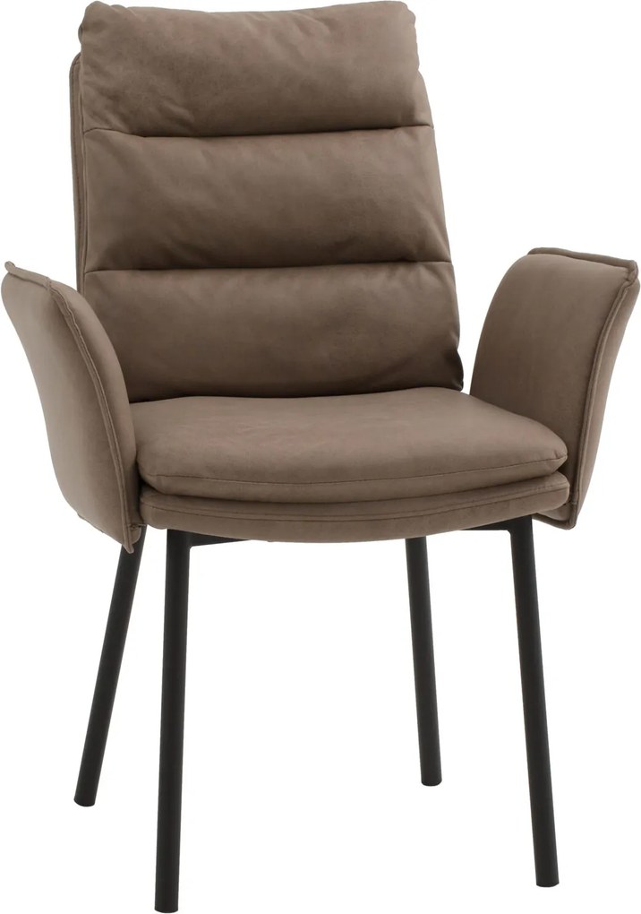 Scaun tip fotoliu Ramon, piele ecologica, structura metalica - GRI ANTRACIT