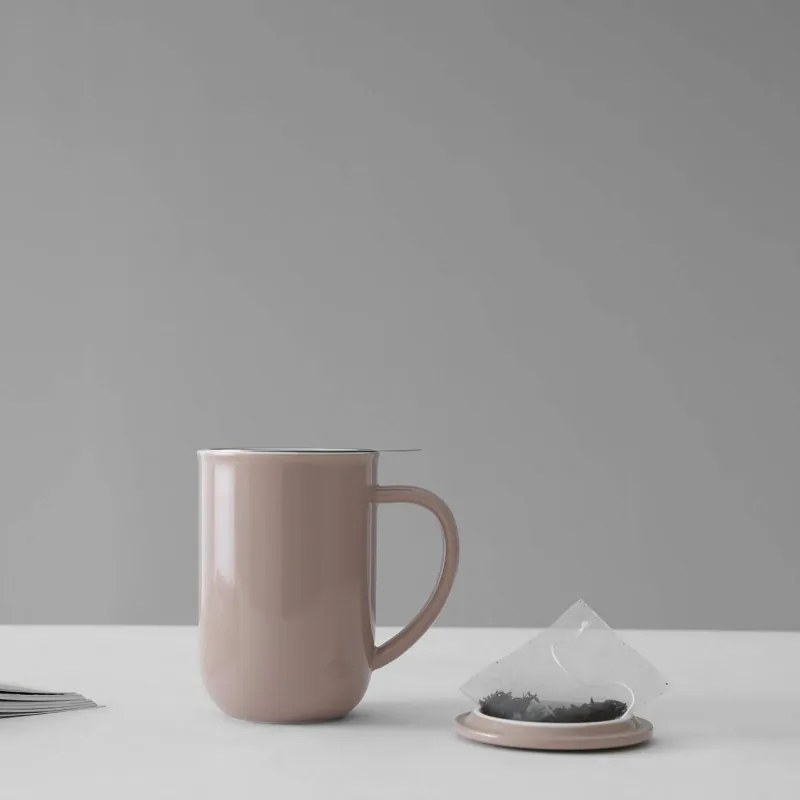 Bol pentru ceai cu infuzor și kapak Viva Scandinavia Minima V77550, 500 ml, Porcelan, Rosow