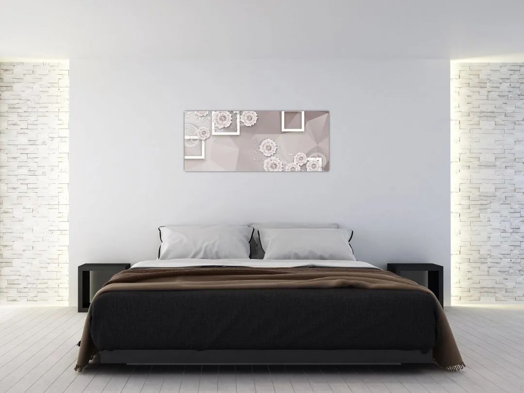 Tablou - Imagine flori bej (120x50 cm)