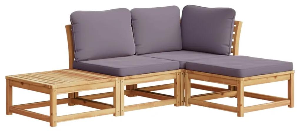 3214307 vidaXL Set mobilier de grădină cu perne, 4 piese, lemn masiv de acacia