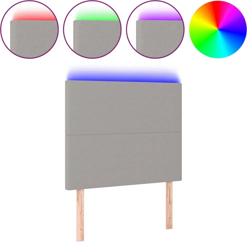 vidaXL Tăblie de pat cu LED, gri deschis, 80x5x118/128 cm, textil