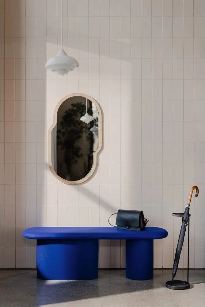 Bancă albastră capitonată cu tapițerie din lână Rull – noo.ma