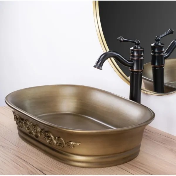 REA-U3305 - Lavoar pentru blat WILMA RUSTIC 38x55 cm ceramică/cupru