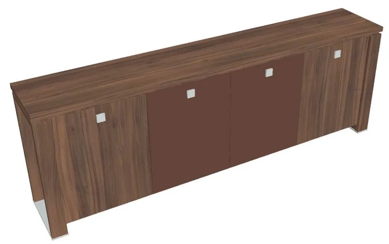 Dulap mic Verno+ 260 x 46 x 90 cm, uși combinate, nuc / maro