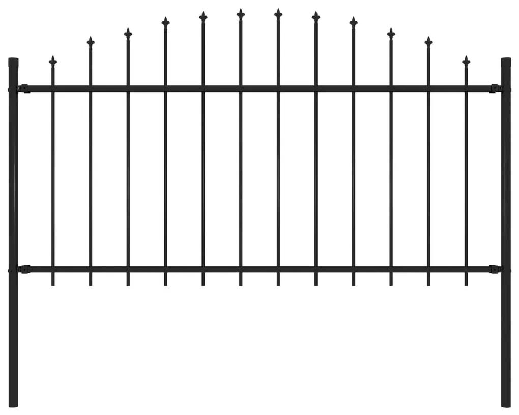 Gard de gradina cu varf ascutit, negru, 1,7 m, otel 1, 125-150 cm, 1.7 m