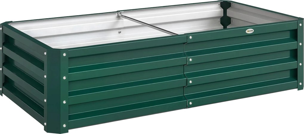 Outsunny Pat de Gradina Galvanizat Inaltat pentru Cultivare Legume Flori Plante Aromatice Cutie de Plantare Metalica Verde 120x90x30cm | Aosom Romania
