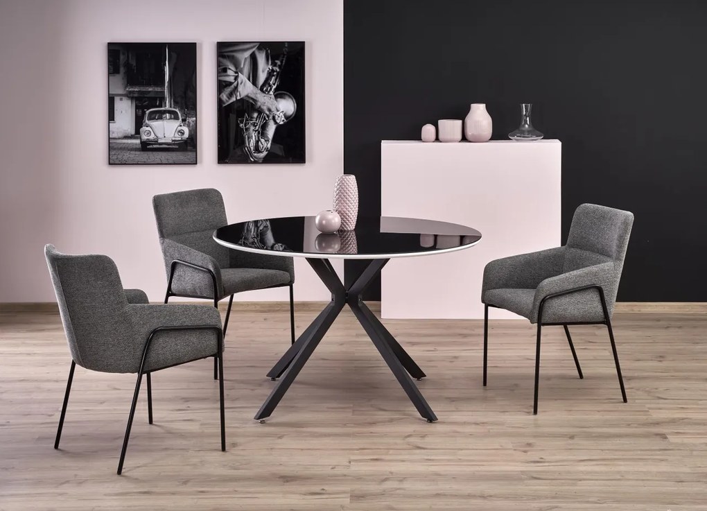 Masa rotunda MDF + sticla + metal Avelar - d 120 x h 76 cm