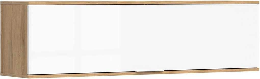 Dulap suspendat ZELE, stejar wotan/alb lucios, PAL laminat, 135x31x37