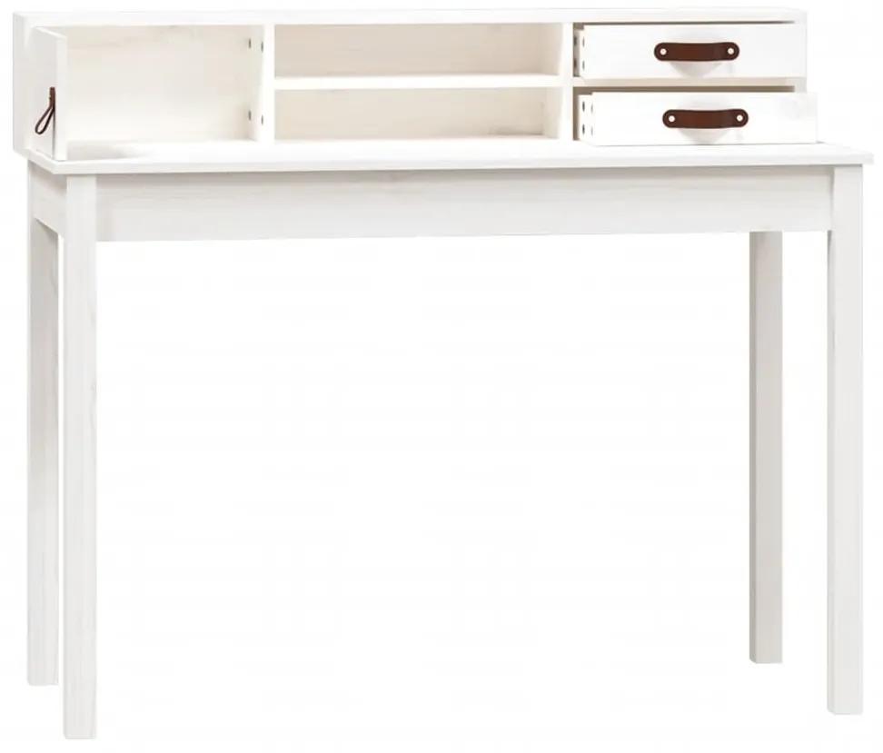 Birou, alb, 110x50x93 cm, lemn masiv de pin Alb