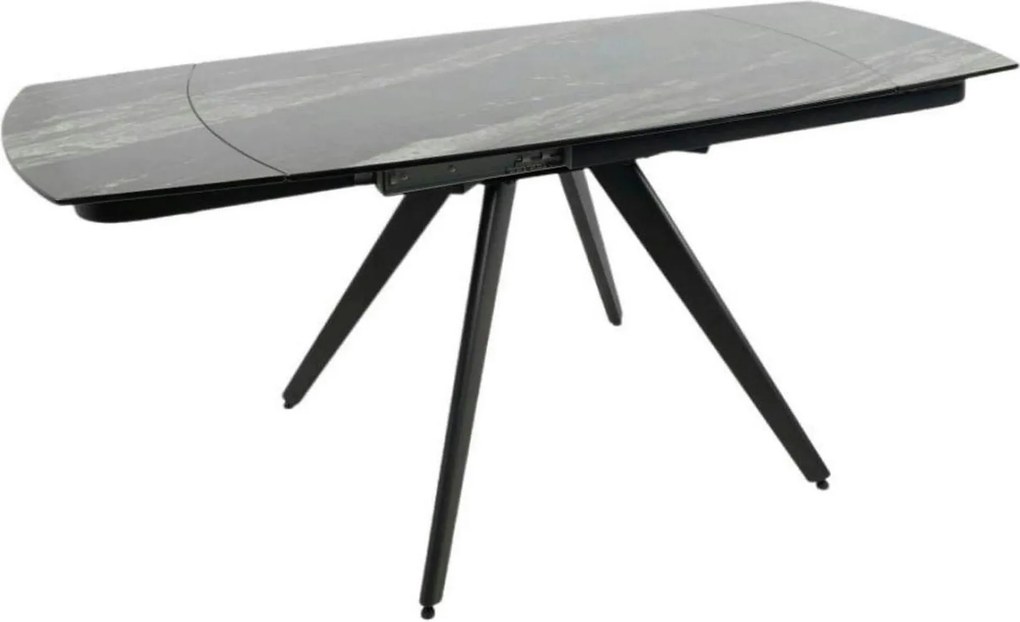 Masa extensibila VIGO, negru cu efect de marmura, ceramica/metal, 120/