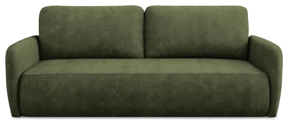 Canapea verde extensibilă/cu spațiu de depozitare cu tapițerie din chenille 218 cm Lilo – Makamii