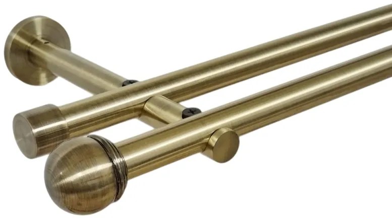 Galerie dubla picior universal fara inele prindere perete todi max 19/19 mm aur antic (Alege marime: 200 cm)