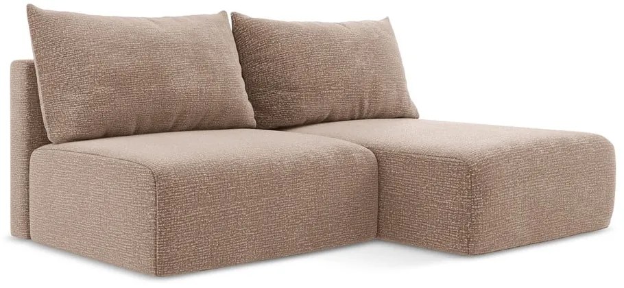 Colțar maro deschis extensibil/cu spațiu de depozitare (cu colț pe partea dreaptă) Kalena – Makamii