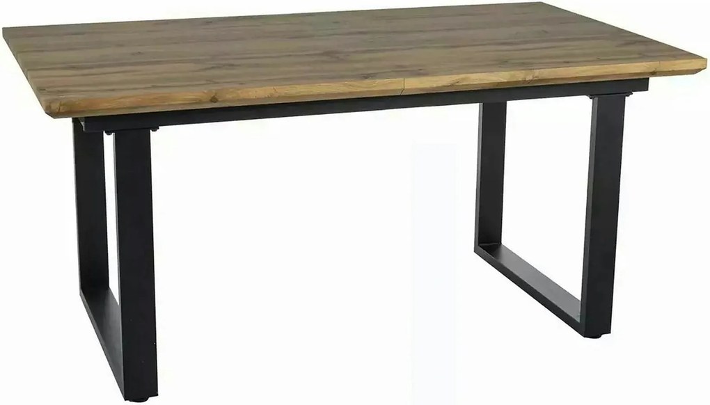 Masa bucatarie 8 persoane UMBERTO II, stejar/negru, 160/240x90x76 cm