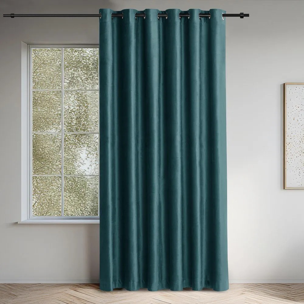 Draperie în culoarea petrolului dimout (semi-opacă) din catifea 530x250 cm Velto – Filumi