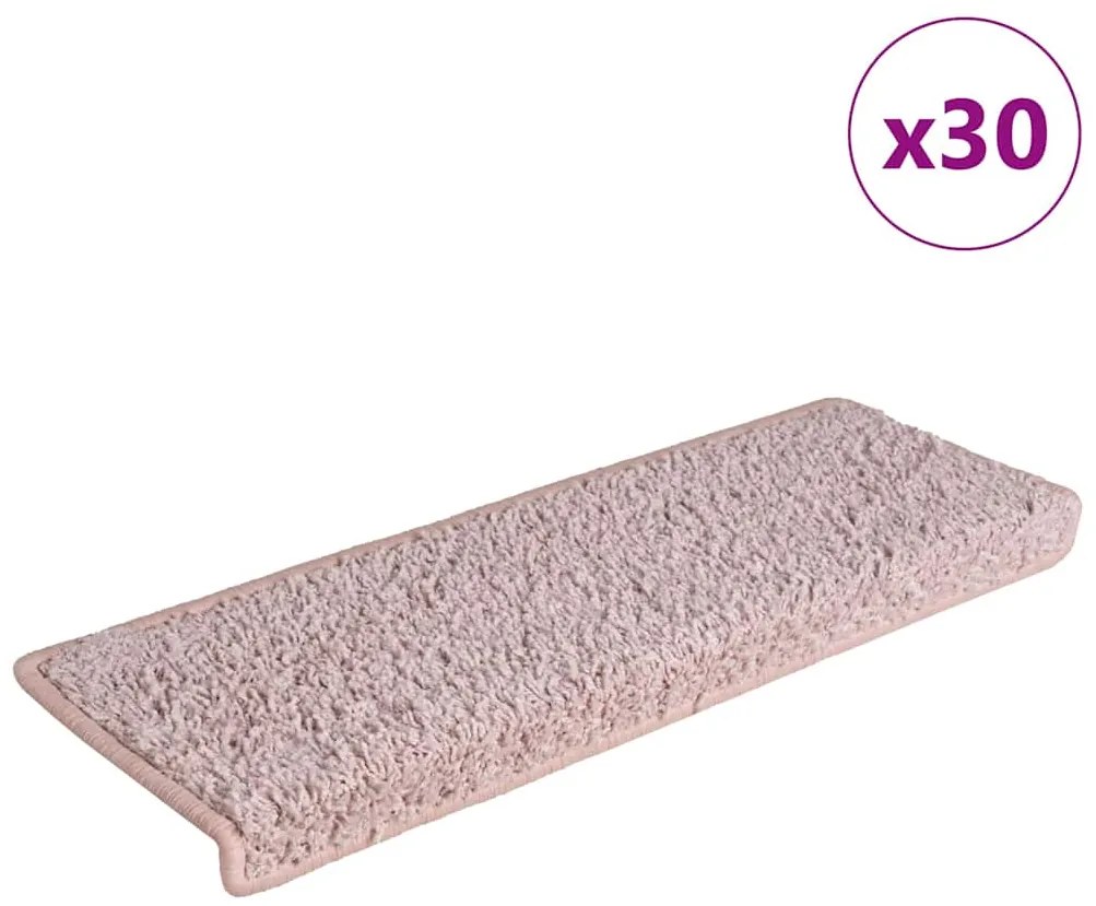 vidaXL Covorașe scară 30 buc 65x21x4 cm alb și roz