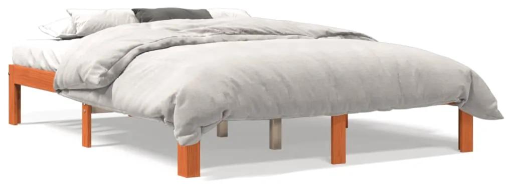 844166 vidaXL Cadru de pat, maro ceruit, 135x190 cm, lemn masiv de pin
